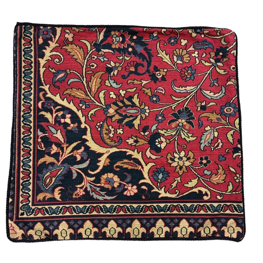 Ralph Lauren Poet Society Euro Pillow Sham Tapestry Rug Red Blue Cotton 24"x24" - Picture 9 of 9